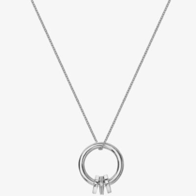 Hot Diamonds Trio Silver Barrel Necklace DP882