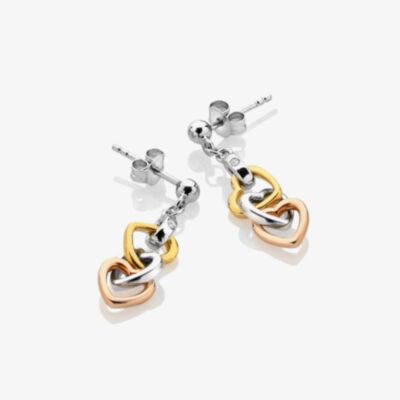 Hot Diamonds Trio Three Colour Triple Heart Earrings DE703