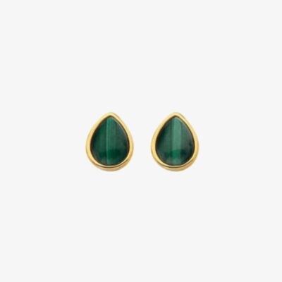 Hot Diamonds X Jac Jossa Golden Edit Revive Malachite Stud Earrings DE754