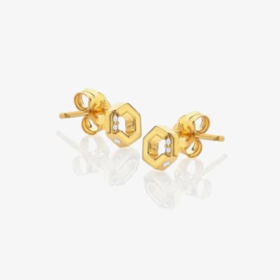 Hot Diamonds X Jac Jossa Hexagon White Topaz Stud Earrings DE756