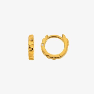 Hot Diamonds HD X GE Textured 18ct Yellow Gold Huggie Hoop Earrings DE853
