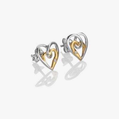 Hot Diamonds Two Tone Interwoven Heart Stud Earrings DE847