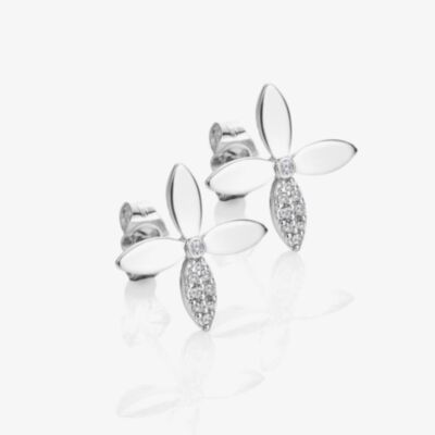 Hot Diamonds Silver Eden White Topaz Flower Stud Earrings DE892