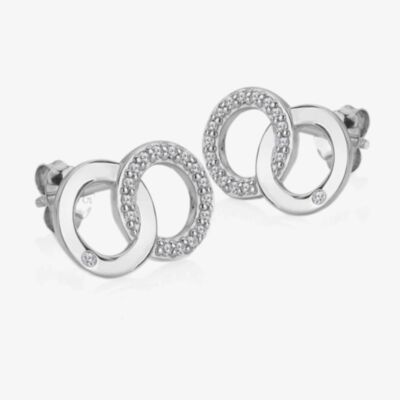 Hot Diamonds Sterling Silver Interlocking Circle Stud Earrings DE913