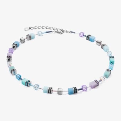 Coeur De Lion GeoCUBE Iconic Aqua Lilac Crystal Bead Necklace 2838/10-2026