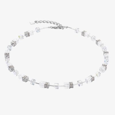 Coeur De Lion Ladies GeoCUBE Iconic Nature White Crystal Necklace 3018/10-1417