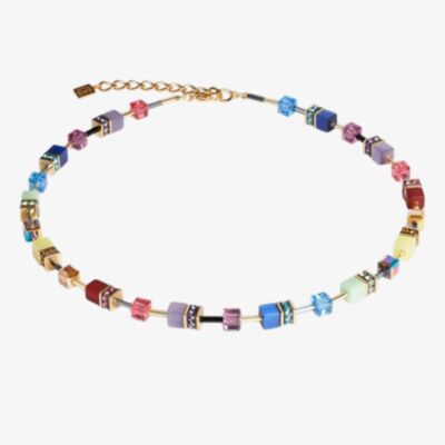 Coeur De Lion GeoCUBE Multicoloured Square Crystal Necklace 2838/10-1516