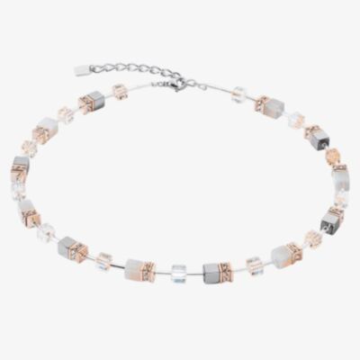 Coeur De Lion GeoCUBE Iconic Rose Gold Square Crystal Necklace 4017/10-0235