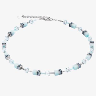 Coeur De Lion GeoCUBE Ice Blue Square Crystal Necklace 4020/10-2020
