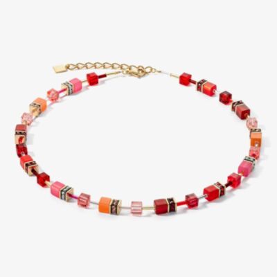 Coeur De Lion GeoCUBE Red Multi Stone Necklace 2838/10-0300