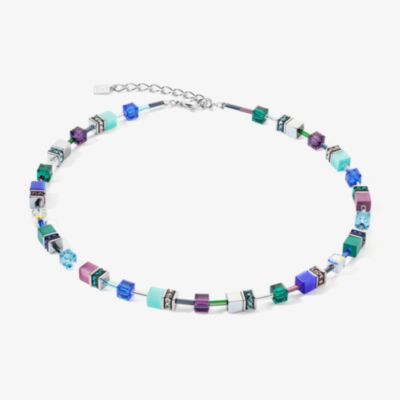 Coeur De Lion GeoCUBE Blue & Purple Multi Stone Necklace 2838/10-0608