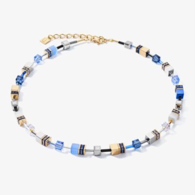 Coeur De Lion GeoCUBE Gold Tone Blue Multi Stone Necklace 2839/10-0716