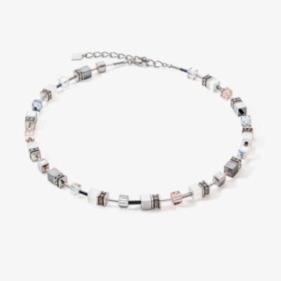 Coeur De Lion GeoCUBE Iconic Monochrome & Peach Multi Stone Necklace 4012/10-0225