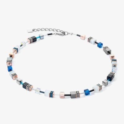 Coeur De Lion GeoCUBE Iconic Capri Blue Multi Stone Necklace 4013/10-0756
