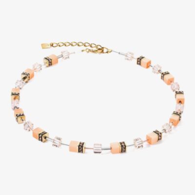 Coeur De Lion GeoCUBE Iconic Apricot Multi Stone Necklace 4020/10-0230