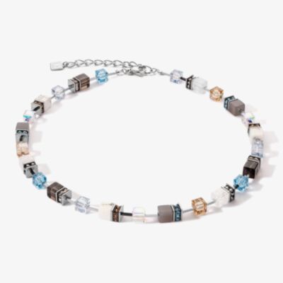 Coeur De Lion GeoCUBE Precious Aqua Beige Multistone Necklace 4505/10-2010