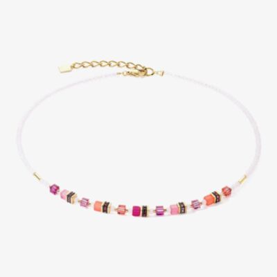 Coeur De Lion Mini Cubes Magenta Pink Multi Stone Necklace 4565/10-0422