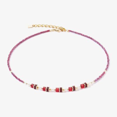 Coeur De Lion Sparkling Princess Gold & Red Multi Ston Necklace 4567/10-0300