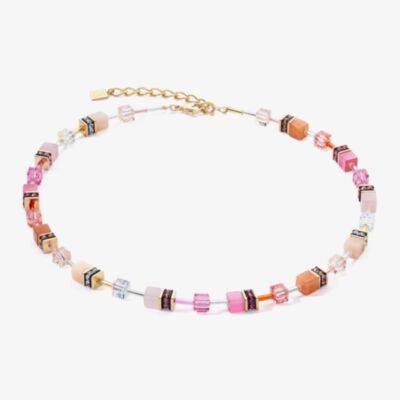 Coeur De Lion GeoCUBE Iconic Precious Rose & Orange Multi Stone Necklace 4905/10-1902