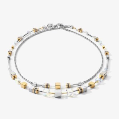 Coeur De Lion GeoCUBE Gold Silver 4 Way Necklace 5007/10-1617