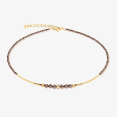 Coeur De Lion Shimmering Princess Gold Tone Mocha Multi Bead Necklace 4312/10-1100
