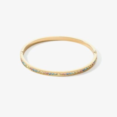 Coeur De Lion Gold Plated Multicoloured Pastel Crystal Bangle 0127/33-1590