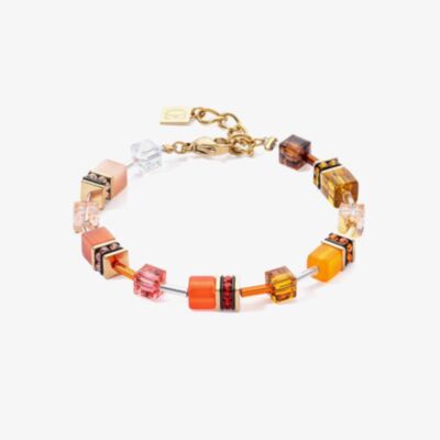 Coeur De Lion GeoCUBE Gold Plated Sunset Crystal Bead Bracelet 2838/30-0211