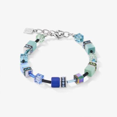 Coeur De Lion GeoCUBE Iconic Blue Green Crystal Bead Bracelet 2838/30-0705