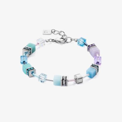 Coeur De Lion GeoCUBE Iconic Aqua Lilac Crystal Bead Bracelet 2838/30-2026