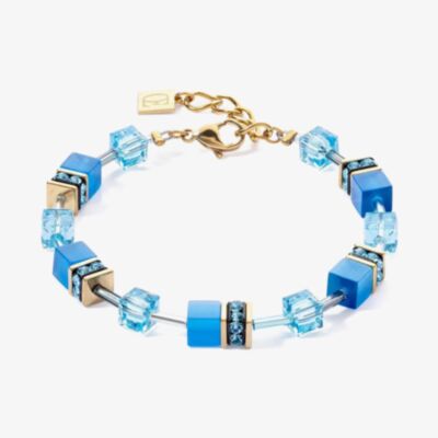 Coeur De Lion GeoCUBE Iconic Mono Gold Plated Turquoise Bracelet 4020/30-0600