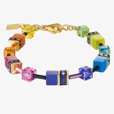 Coeur De Lion Ladies GeoCUBE Multicoloured Square Crystal Bracelet 2838/30-1516