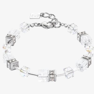 Coeur De Lion GeoCUBE Iconic Nature White Square Crystal Bracelet 3018/30-1417