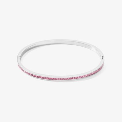 Coeur De Lion Stainless Steel Rose Crystal Hinged Bangle 0129/33-1917