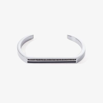 Coeur De Lion Silver Tone Black Crystal Bangle 0133/32-1317