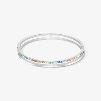 Coeur De Lion Silver Tone Multi Coloured Crystal Bangle 0136/32-1517_19