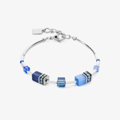 Coeur De Lion GeoCUBE Iconic Lite Silver Tone Blue Multi Stone Bracelet 2800/30-0700