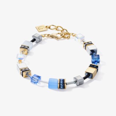 Coeur De Lion GeoCUBE Gold Tone Blue Multi Stone Bracelet 2839/30-0716