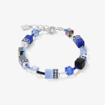 Coeur De Lion GeoCUBE Silver Tone Cobalt Blue Bracelet 4014/30-0712