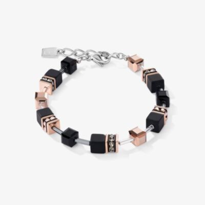 Coeur De Lion GeoCUBE Rose Gold Tone & Black Multi Stone Bracelet 4018/30-1300