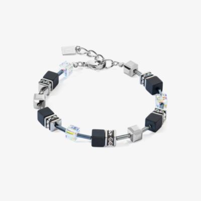 Coeur De Lion GeoCUBE Siver Tone Monochrome Multi Stone Bracelet 4018/30-1318