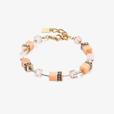 Coeur De Lion GeoCUBE Gold Tone Apricot Multi Stone Bracelet 4020/30-0230