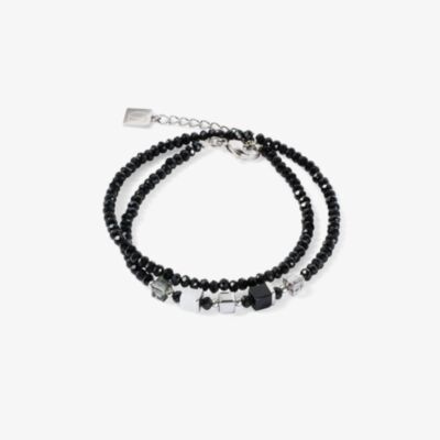 Coeur De Lion Joyful Colours Silver & Black Multi Stone Bead Bracelet 4464/30-1300