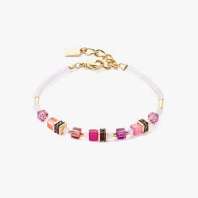 Coeur De Lion Gold Tone Pink & White Multi Stone Bracelet 4565/30-0422