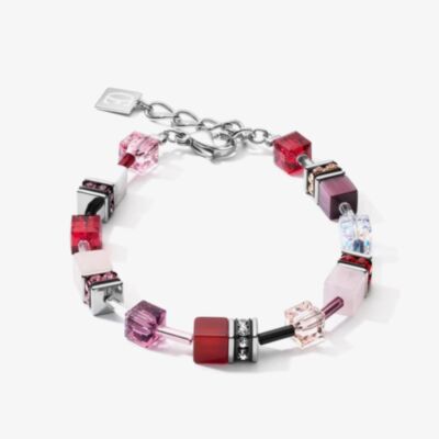 Coeur De Lion GeoCUBE Red Purple Mulitstone Bracelet 4905/30-0308