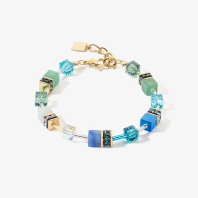 Coeur De Lion GeoCUBE Gold Tone Blue & Green Multi Stone Bracelet 4905/30-0506