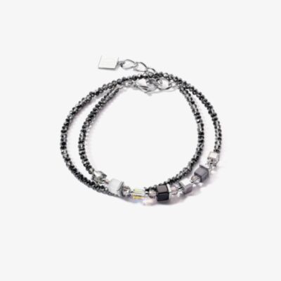 Coeur De Lion Joyful Colours Black Multi Stone Bead Double Bracelet 4564/30-1200