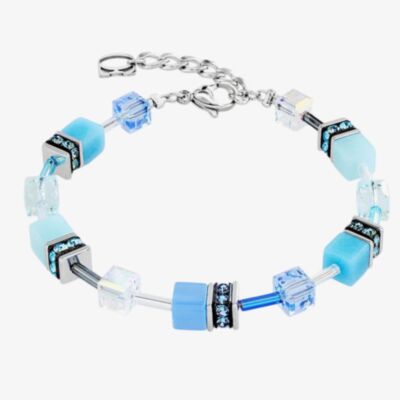 Coeur De Lion GeoCUBE Iconic Silver Aqua Blue Bracelet 2838/30-2007
