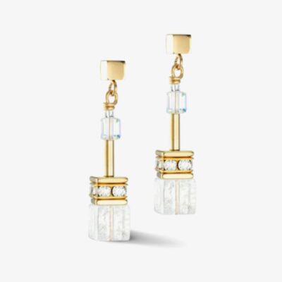 Coeur De Lion GeoCUBE Iconic Nature Gold Dropper Earrings 3018/21-1416