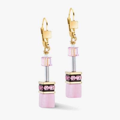Coeur De Lion GeoCUBE Iconic Mono Pink Dropper Earrings 4020/20-1920
