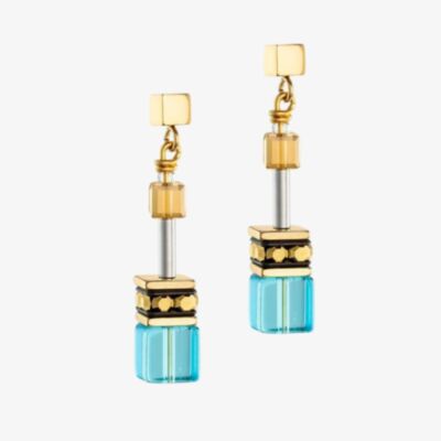 Coeur De Lion Ladies GeoCUBE Turquoise Drop Earrings 2838/21-0616